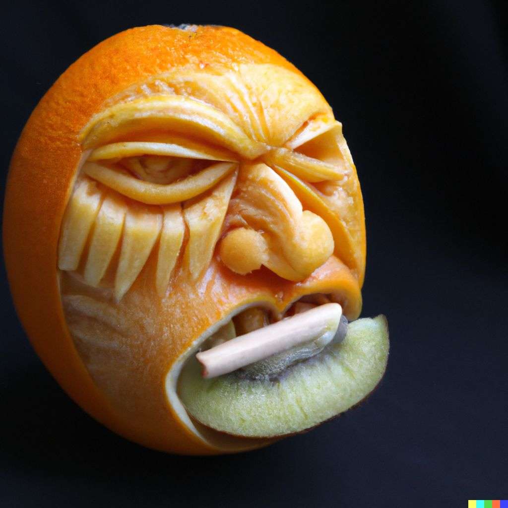 a representation of anxiety, fruit carving